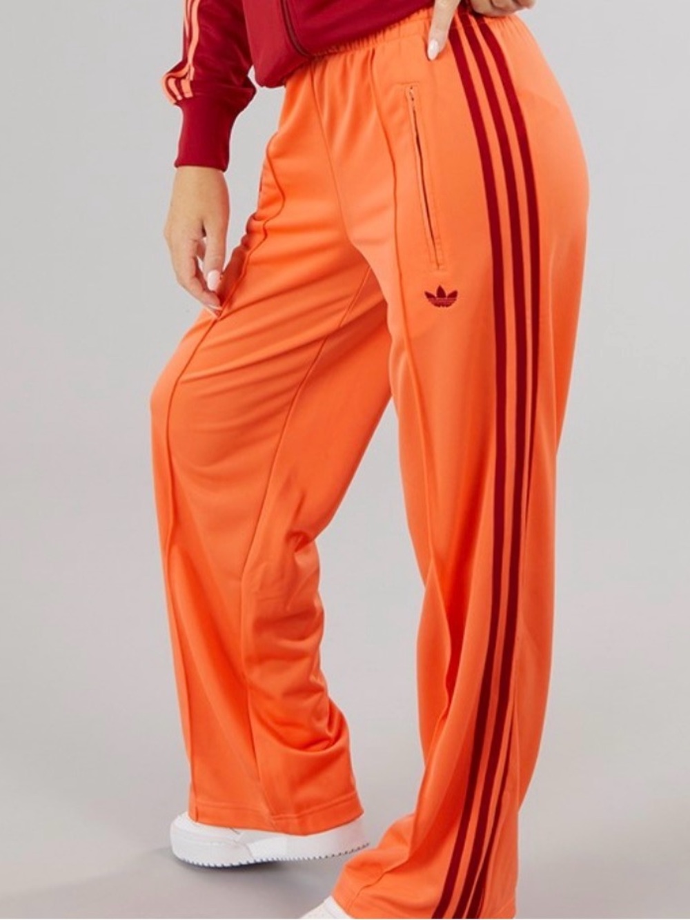 adidas semi coral firebird Track Pants with team victory Red Stripes XS NWT - Picture 5 of 12